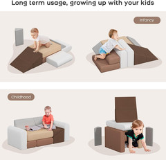 7-Piece Kids Climbing Foam Blocks, Modular Play Couch Climber Set for Toddlers,