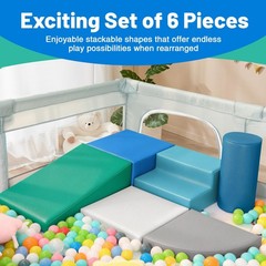 6-Piece Soft PU Leather Toddlers Climbing Toys for Baby – Kids Foam Climbing …