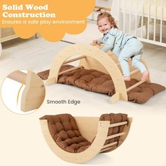 6 in 1 Climbing Arch Wooden Rocker Arch Climbing Toy with Removable Cushion