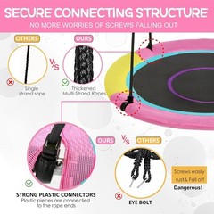 40 Inch Saucer Tree Swing for Kids Outdoor, Textilene Fabric Tear & U…