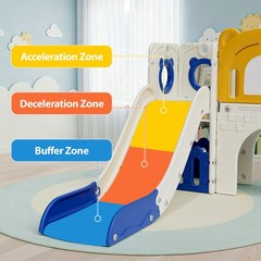 10-in-1 Kid Climber Slide,Toddler Slide Set with Drawing Board & Basketball Hoop