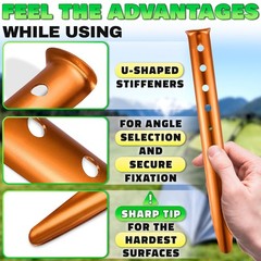 6 Pcs Aluminum Tent Stakes – 12.6″ Sand Stakes for Tents Suitable for Soft Gr…