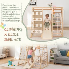 9in1 Slide and Climbing Wall for Toddlers 3+ Wooden Indoor Play 176 lbs Capacity
