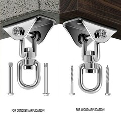 Hammock Hanging Kit, Stainless Steel Hammock Hooks Heavy Duty Hardware 360°Ro…