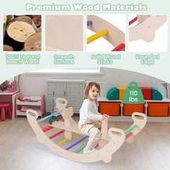 4-in-1 Rocking Horse Climber w/ Arch Climber Crawling Tunnel for Boys & Girls