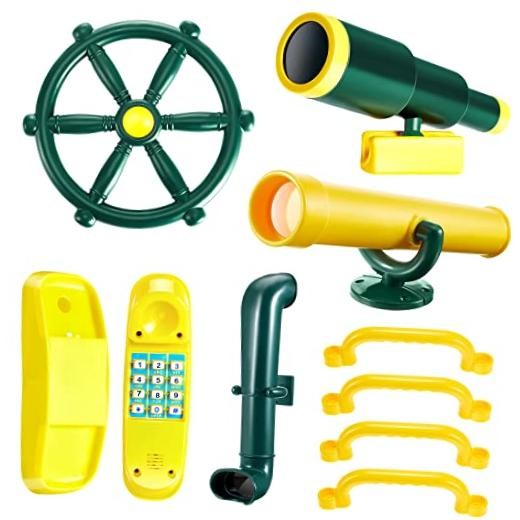 9 Pcs Playground Accessories Swing Outdoor Pirate Playground Yellow, Green