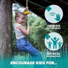 Tree Swing for Kids -Climbing Rope Tree with Platforms and Disc Seat Blue