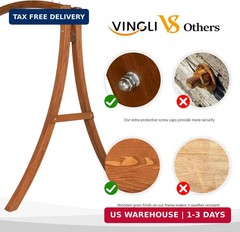 VINGLI Outdoor Wooden Swing Frame, Heavy Duty 1000 LBS A-Frame Swing Stand with