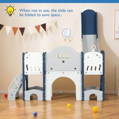 10 in 1 Toddler Slide Set w/Magnetic Whiteboard, Telescope Ring Toss for Ages 3+