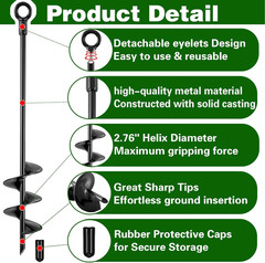 Ground Anchors Screw In, 18 Inch Heavy Duty Swing Set Ground Anchor Kit 6 Pack,