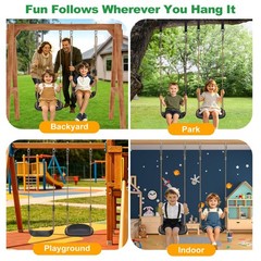 2-Pack Heavy Duty Non-Slip Plastic Swing Seats, Adjustable Ropes, Kids/Adults