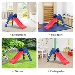 2-Step Children Folding Slide Plastic Fun Toy Sturdy Kids Indoor Outdoor Playset