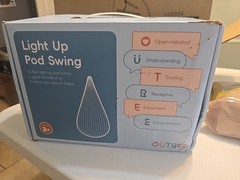 Light up Kids Pod Swing Seat, Sensory Swing with Multiple LED Light Modes & Infl