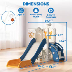 6.1ft Yellow 5-In-1 Toddler Slide Indoor Outdoor Wave Slide Backyard Playground
