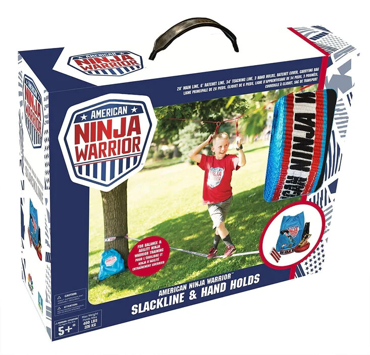 American Ninja Warrior Slackline and Hand Holds with Carrying Bag Ages 5+ NEW