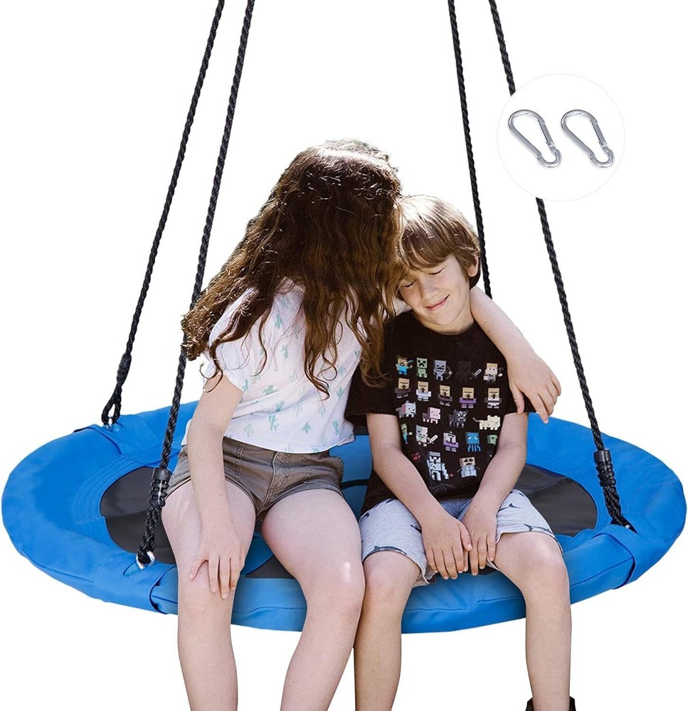40-Inch Saucer Swing for Kids Outdoor Blue Tree Swing with Hanging Straps 800LBS