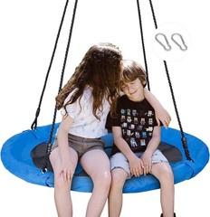 40-Inch Saucer Swing for Kids Outdoor Blue Tree Swing with Hanging Straps 800LBS