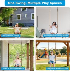 Heavy Duty Wooden Tree Swing for Kids & Adults, 500lbs Capacity, Adjustable