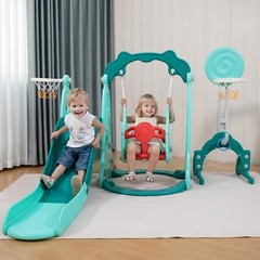 5 in 1 Toddler Slide and Swing Set, Indoor and Outdoor Kids Playset for Toddlers