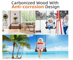 Wooden Swing Seat, Carbonized Hanging Wood Tree Swing 17.7 x 7.9 x 0.5 in for Ad