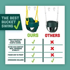 High Back Full Bucket Toddler Swing Seat 3.0 with Finger Grip, Plastic Green