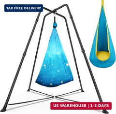 Swing Stand Frame with Sensory Swing Pod Chair, X-Shaped Swing Set, Metal Hammoc