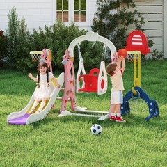 6 in 1 Kids Slide Swing PlaySet Indoor Outdoor Climber Playground for Toddlers