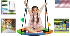 Kids Outdoor Tree Swing – 220lbs Capacity, Adjustable Ropes