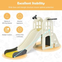 6-in-1 Slide Playset Toddler Climber Indoor Outdoor Gift Kids w/Basketball Hoop