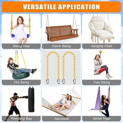 SELEWARE 2 Pack 100 Inch Hanging Swing Chain with 4 Carabiners, 1000LB Capaci…