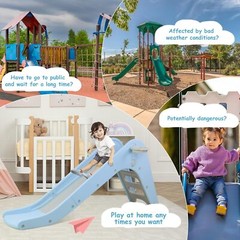 Kids Slide Playset Toddler Indoor Outdoor Climber Playground w/ Basketball Hoop