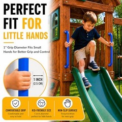 17 Inch Metal Playground Handles Set of 6, Heavy-Duty Climbing Wall Grab Blue