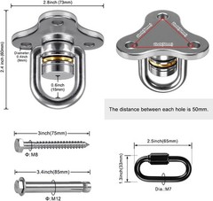 SELEWARE Heavy Duty Swing Hanger Bearing Swivel Hook, 360 Swivel with Carabiner,