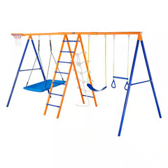 6-In-1 Swing Set for Backyard, Metal Outdoor Swing Set with 440 Lbs. Capacity, 2