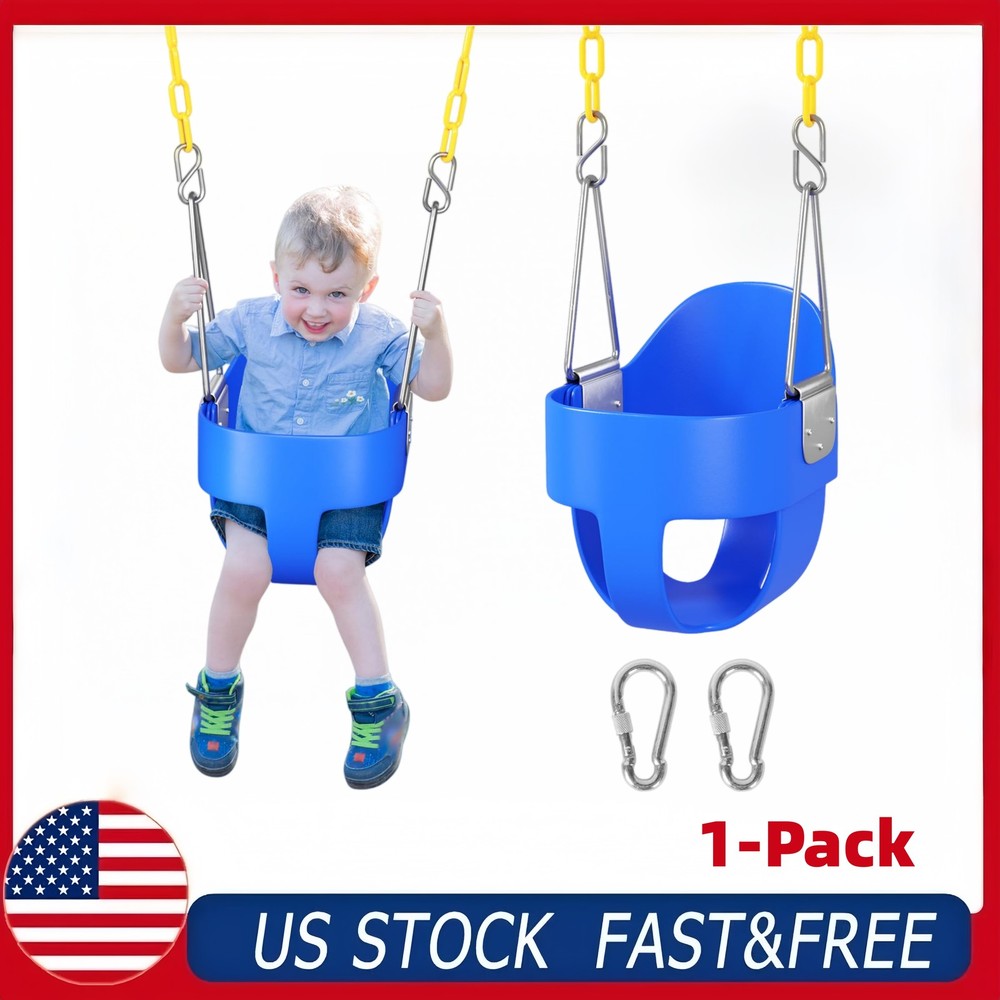 Toddler Swing Seat Outdoor Baby Bucket Swing Chair High Back Blue 330lb