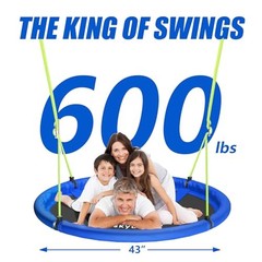 43″ Tree Swing 600LB Weight Capacity with Hanging Carabiners, Waterproof Blue