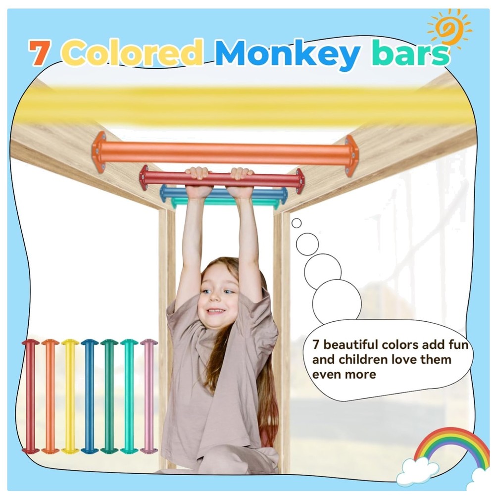 16″ 7 Color Monkey Bars Kit for Backyard & Playground