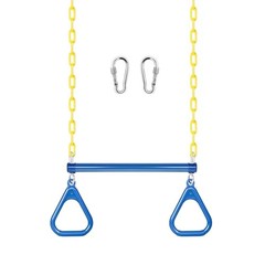 Trapeze Bar Swing Set Gym Rings 47″ Heavy Duty Chain Swing Set 17″ Blue