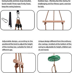 Disc Swing for Kids, Swing Set Accessories,7FT Height Adjustable Gym Monkey Bars