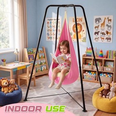 Sensory Swing Stand Frame with Pod Chair and Swings Set Kid Heavy Duty Metal …