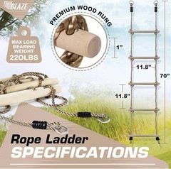 Wooden Rope Ladder for Kids – Playset Ladder for Ninja Warrior Obstacle Course