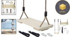 Height Adjustable Nostalgic Wooden Swing Seat for Kids – Easy Backyard Fun
