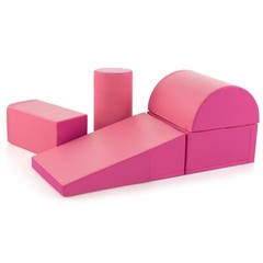 5-Piece Kids Climb Crawl Activity Playset Pink Indoor Foam Blocks Soft Play Fun