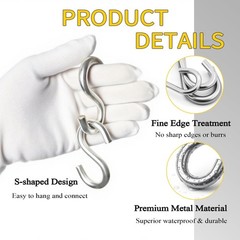 304 Stainless Steel 3 Inch S Hooks, 4 PCS S Hooks for Hanging Heavy Duty Stat…