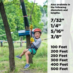 100 FT Zip Line Cable, 3/8″ Galvanized Zipline Wire for Kids and Adults