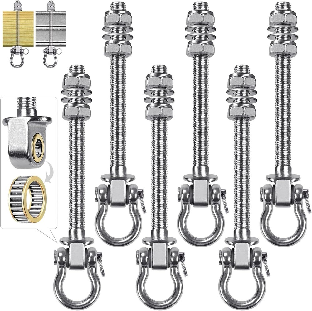 Swing Hangers W/ Bearing 6 Pack Stainless Steel 304 Swing Hooks Wood & Metal