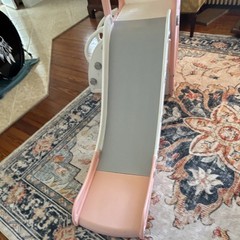 Pink and White Indoor Kids Slide with Basketball Hoop and Telescope for Ages 1-4