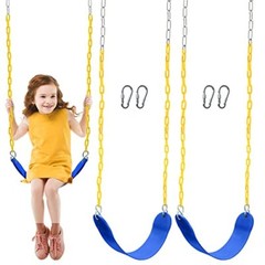 2Pack Swing for Outdoor Swing Set, Swing Seat with 66″ Heavy Duty Chains, 4 Snap