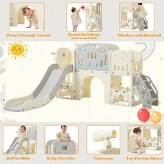 11In 1 Toddler Slide, Kid Slide for Toddlers Age 1-3 with Ring Toss, Basketball