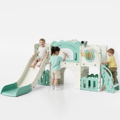 10-in-1 Slide Set for Kids Age 3+, Toddler Climber Slide Set with Drawing Board